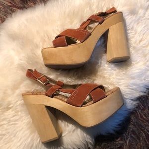 Sam Edelman wooden platform heels size 8 1/2